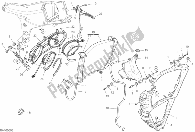 Todas as partes de Refrigerador De água do Ducati Streetfighter V4 S 1103 2020